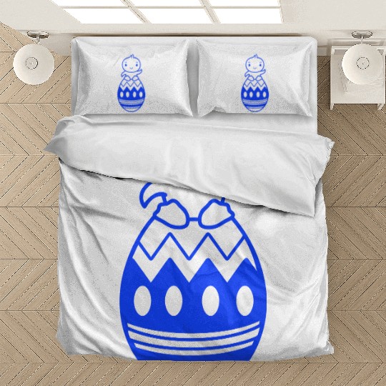 Chick Sits On Giant Easter Egg Waving Easter Sweet Bedding Sets