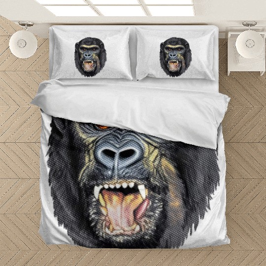 Fierce Gorilla Head Design, Wild Animal Art Bedding Sets