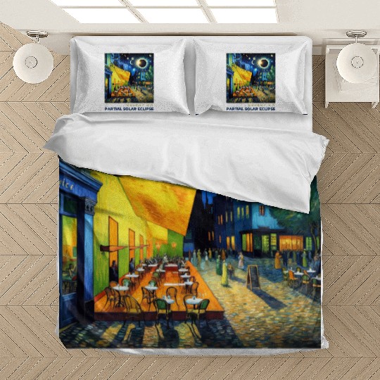 Partial Solar Eclipse Night Scene Art September Bedding Sets