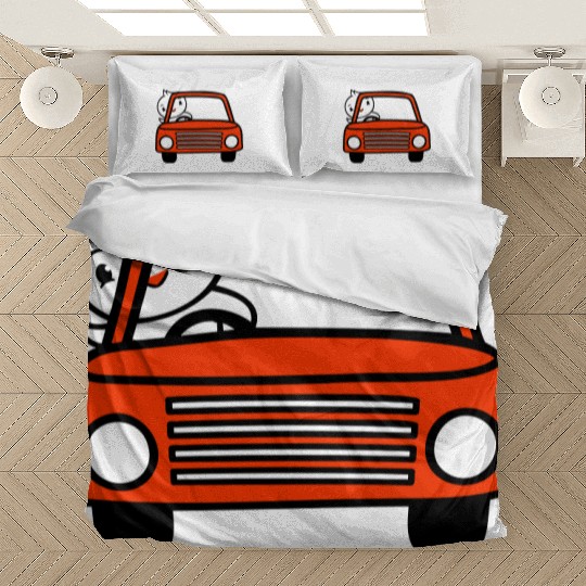 Duck Car Driver Fast Vehicle Greeting Waving Cute Bedding Sets