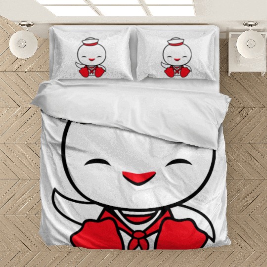 Duck sailor sailor hat waving happily fisherman Bedding Sets