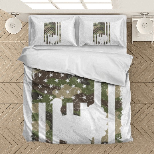 Turkey Hunting Camo US Flag For Hunter Camouflage Bedding Sets