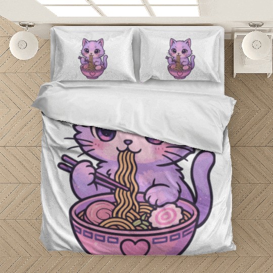 Kawaii Cat Ramen Bedding Sets