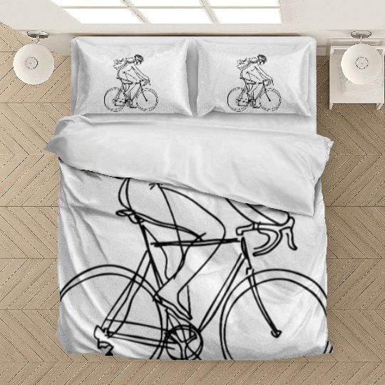 Cycling Girl One Line Drawing Bedding Sets
