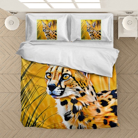 Vivid Cheetah in Golden Savannah Artwork Bedding Sets