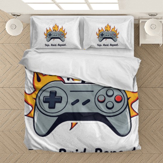Tap. Raid. Repeat. – Retro Gamer Controller On Fir Bedding Sets