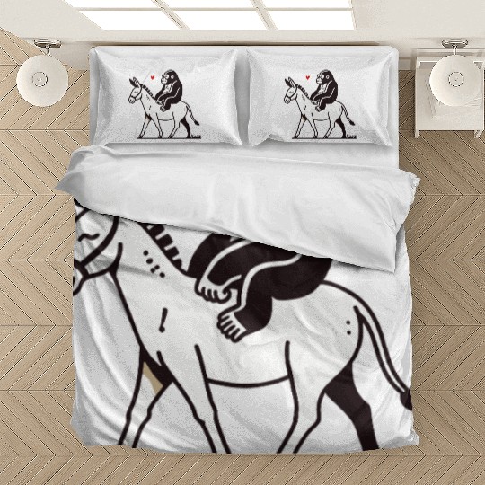 Gorilla Riding Donkey with Heart Bedding Sets