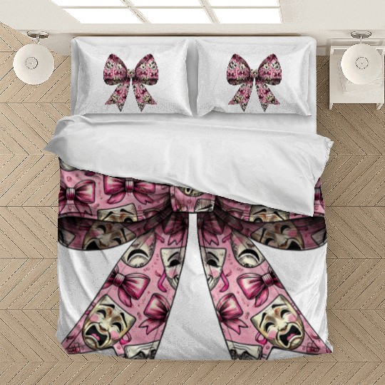 Coquette Bow Theatre Mask Pattern Drama Comedy Bedding Sets