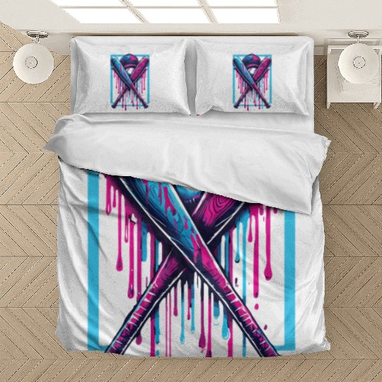 Baseball Home Plate Drip Boys Baseball Bat Bedding Sets