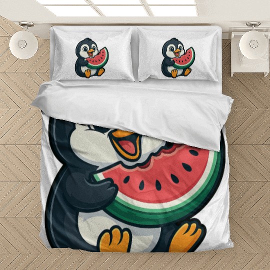 Penguin with Watermelon Summer Fruit Bedding Sets