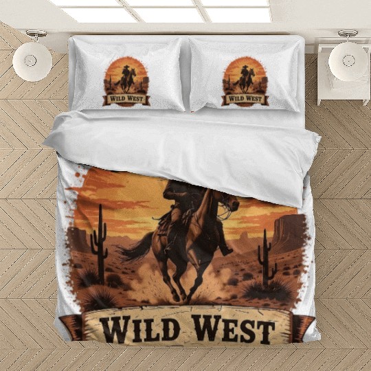 Riding the Wild West Cowboy Silhouette at Sunse Bedding Sets