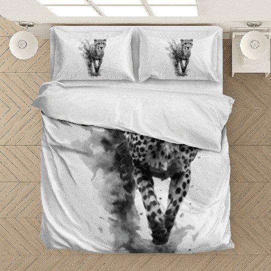Cheetah: Black and White Art Design Bedding Sets