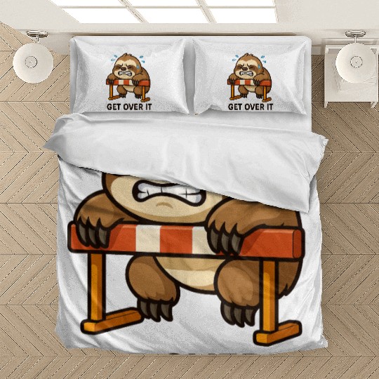 Sloth hurdler quote get over it Bedding Sets