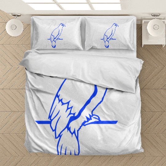 Bird raven dove sitting cable hawk eagle birdie Bedding Sets