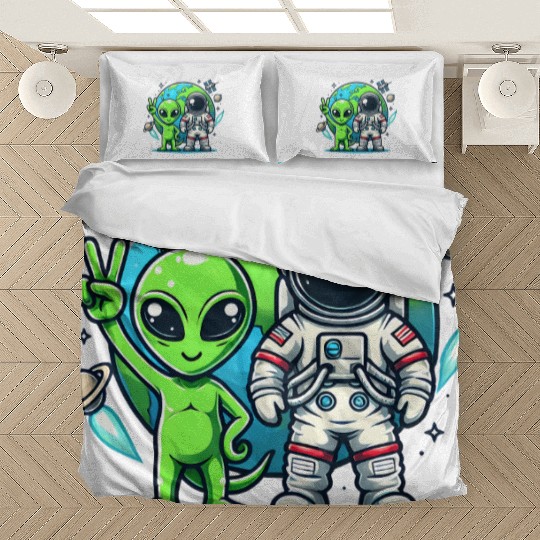 Alien Astronauts In Space Bedding Sets