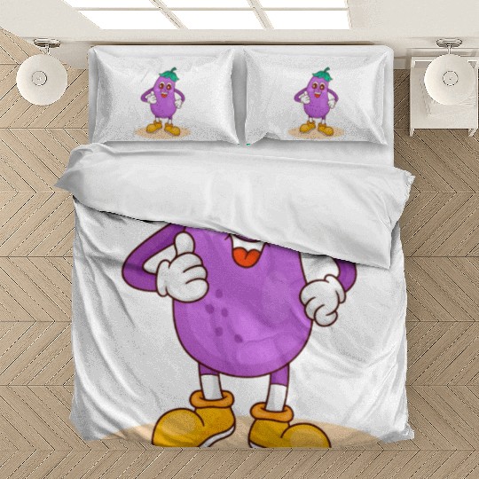 Animated Eggplant Character Design Bedding Sets