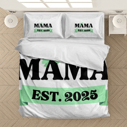 Mama Est. 2025 - Light Green Bow Maternity Design Bedding Sets