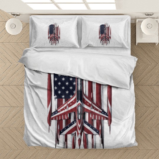 Patriotic Fighter Jet American Flag Art Bedding Sets
