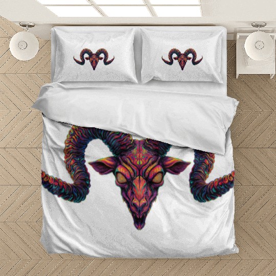 Hypnotic Demon Ram with Psychedelic Spiral Horns Bedding Sets