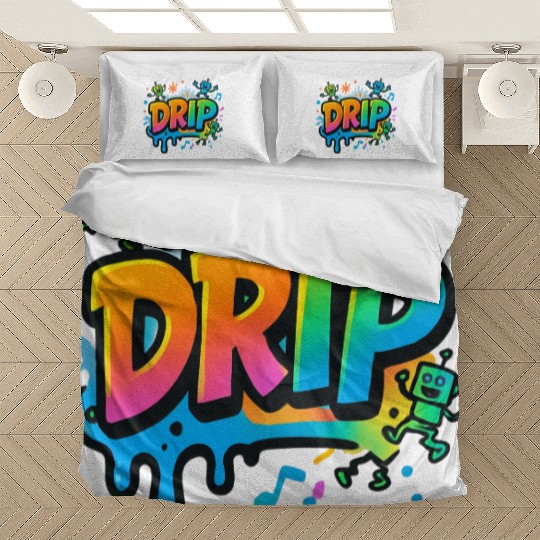 DRIP Graffiti Robot Bedding Sets – Fun Streetwear Style