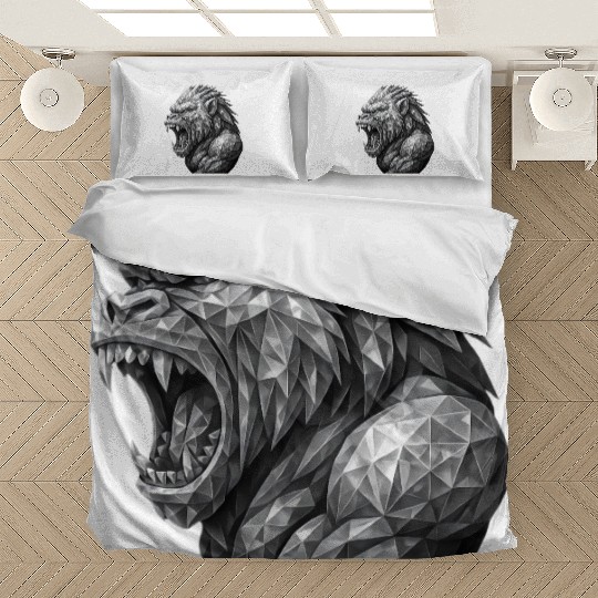 Fierce Geometric angry monkey Bedding Sets