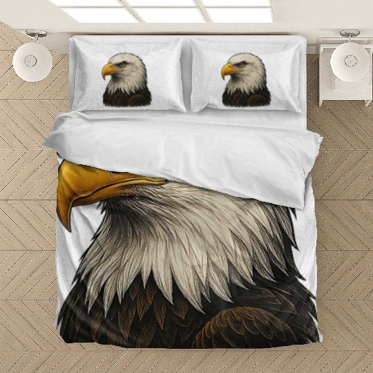 Majestic Bald Eagle Head Illustration Bedding Sets