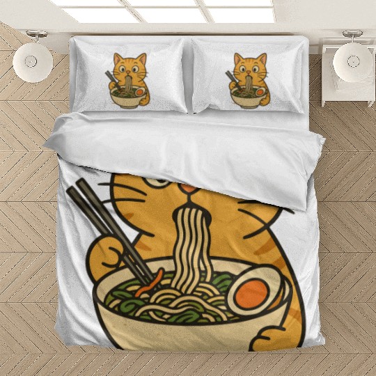 Cat Eating Ramen Bedding Sets