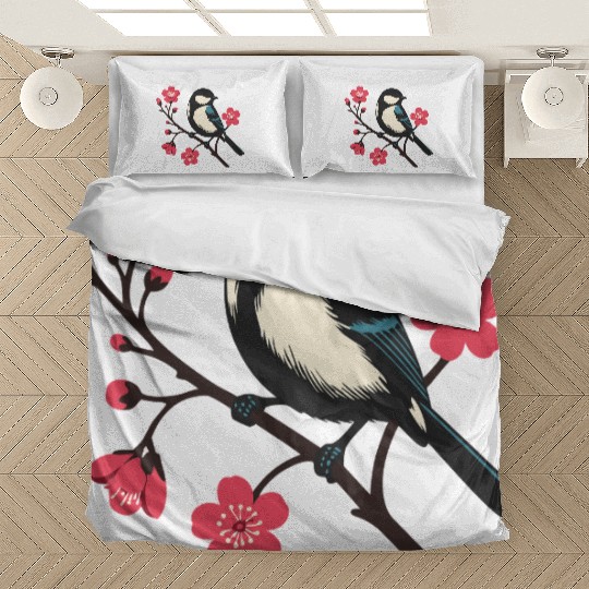 Cherry Blossom Bird - Spring Serenity Art Bedding Sets