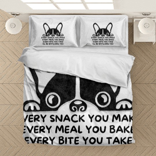 French Bulldog Funny Watching You Snack Parody Bedding Sets