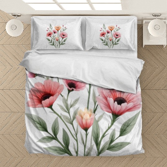 Meadows Whisper Watercolor Wildflower Bouquet Bedding Sets