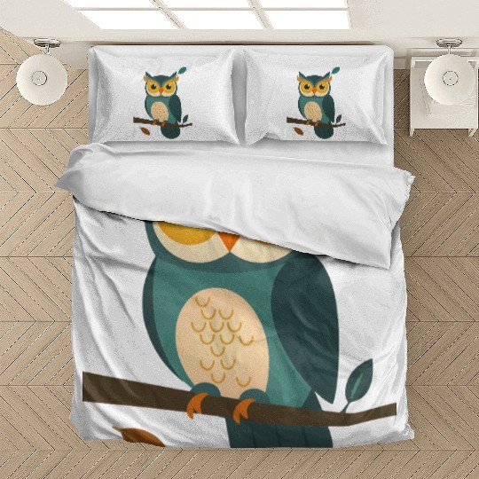 Wise Owl on a Branch - Charming Animal Design Bedding Sets