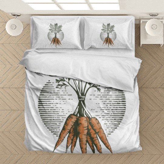 Organic Carrot Plant Art Illustration Bedding Sets