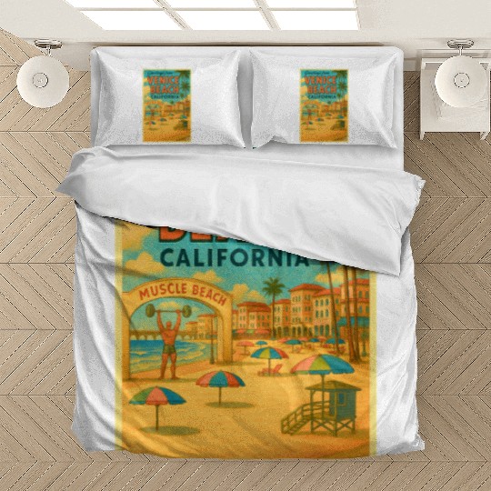 Venice Beach Vintage Postcard Bedding Sets