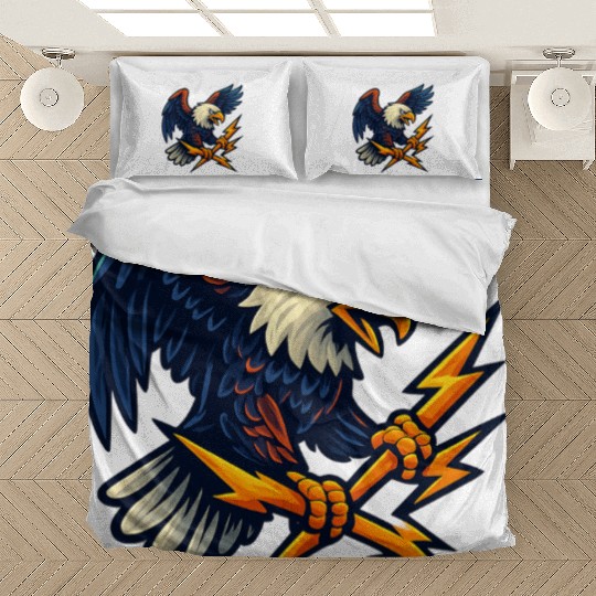 Bald Eagle with Lightning Bolts Bedding Sets Design