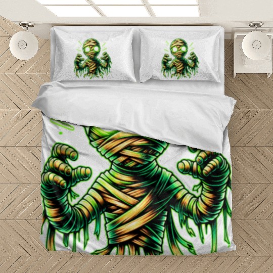 Neon Mummy Glow – Cursed Undead Wrap Bedding Sets