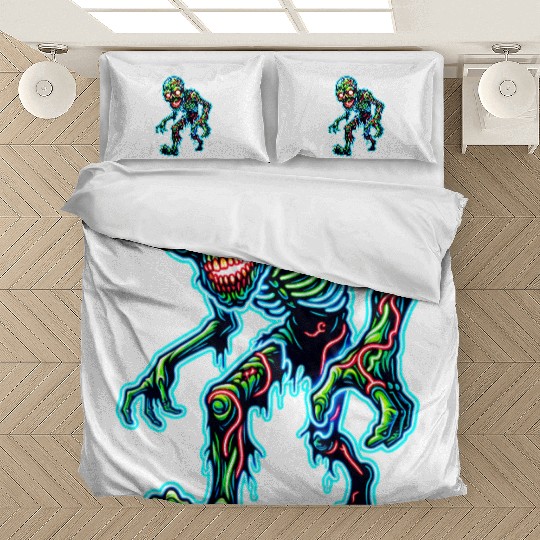 Glowing Zombie Crawler – Toxic Neon Horror Bedding Sets