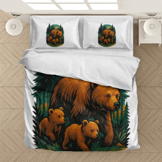 Mama Bear and Cubs Forest Bedding Sets – Bold Wildlife