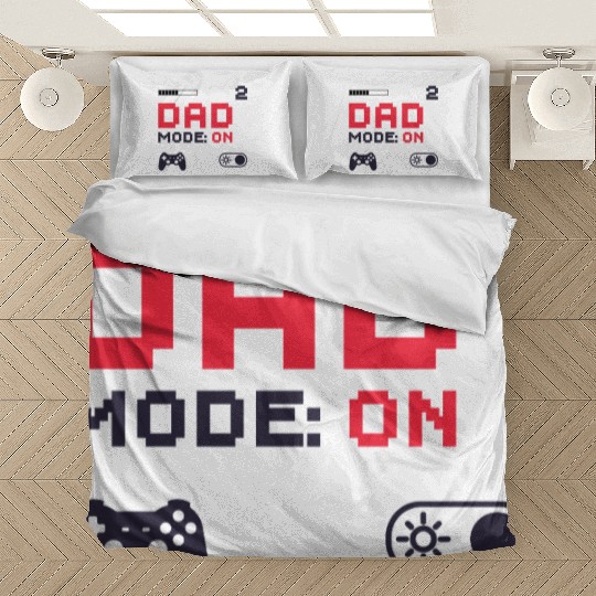 Dad Mode On Retro Gamer Dad Pixel Art Design Bedding Sets