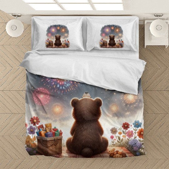 Fireworks Picnic Bear – Night Sky Celebration View Bedding Sets