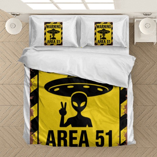 Area 51 UFO Warning - Enter at your own risk Bedding Sets