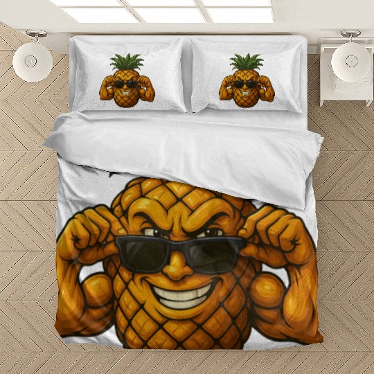Cool pineapple sunglasses muscles biceps fruit Bedding Sets