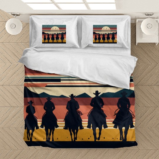 Retro Cowboys in the Sunset Bedding Sets