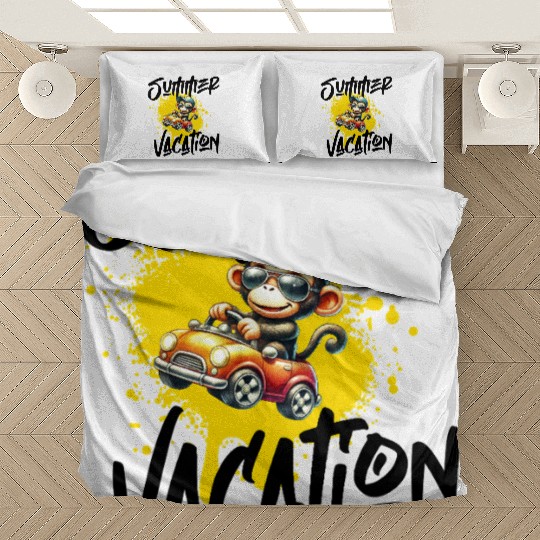 Playful Monkey Driving Toy Car Bedding Sets