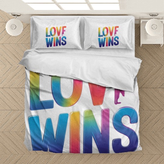 Love Wins Rainbow Script Bedding Sets – Pride Month Bedding Sets