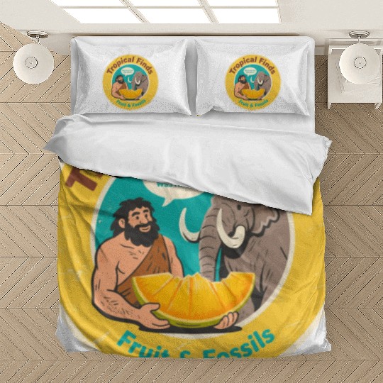 Caveman Mammoth Retro Ancient Fruit Discovery Bedding Sets