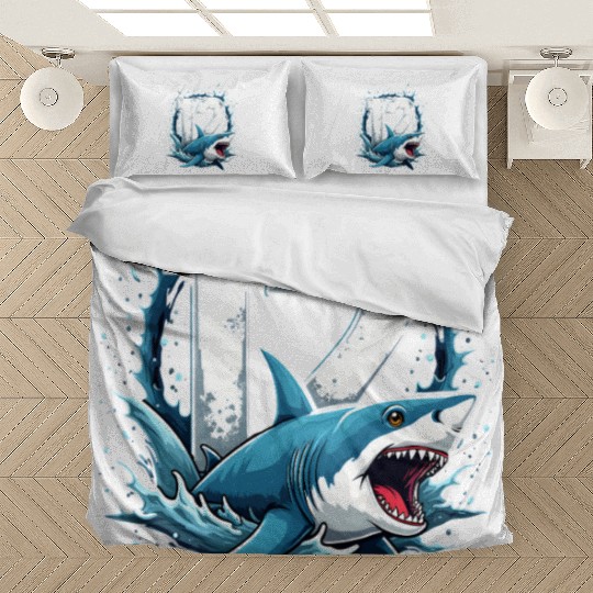 Shark Children Birthday Number 12 Splashing Fun Bedding Sets