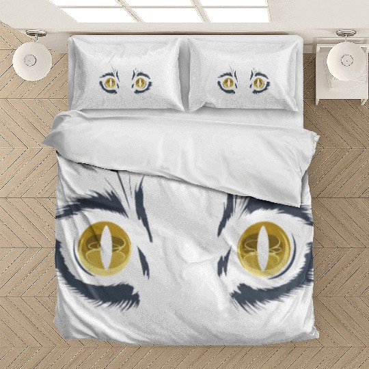 Mysterious Cat Eyes with Intriguing Yellow Gaze Bedding Sets