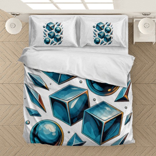 Chrome Geometry 3D – Floating Cubes, Spheres Bedding Sets