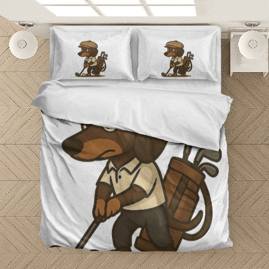 Funny Golfer Gift – Dachshund on the Bedding Sets