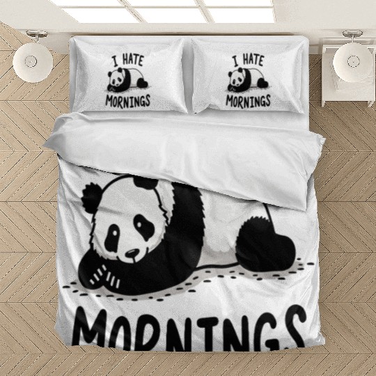 Panda I Hate Mornings Saying Bedding Sets
